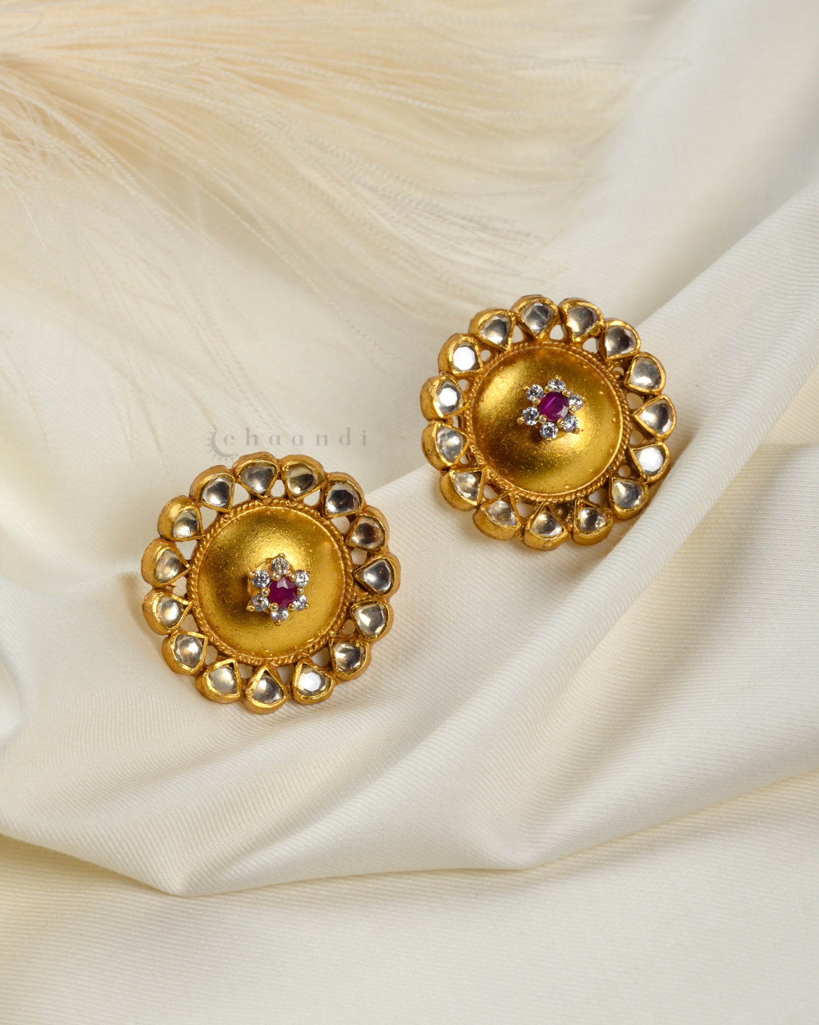 Gold Polish Kundan Studs CHE1545