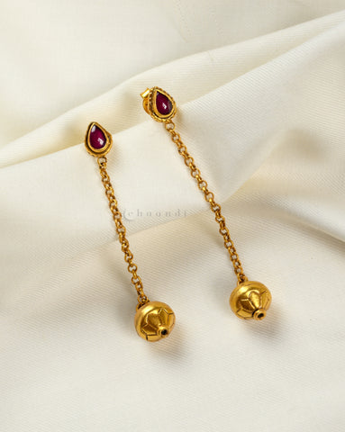 Gold Polish Antique Hanging With Ruby Stud CHE1533