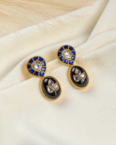 Gold Polish Kundan And Ruby Inlay Work Earrings CHE1501