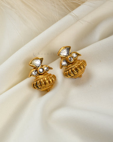 Gold Polish Antique Dholki Eariings CHE1507