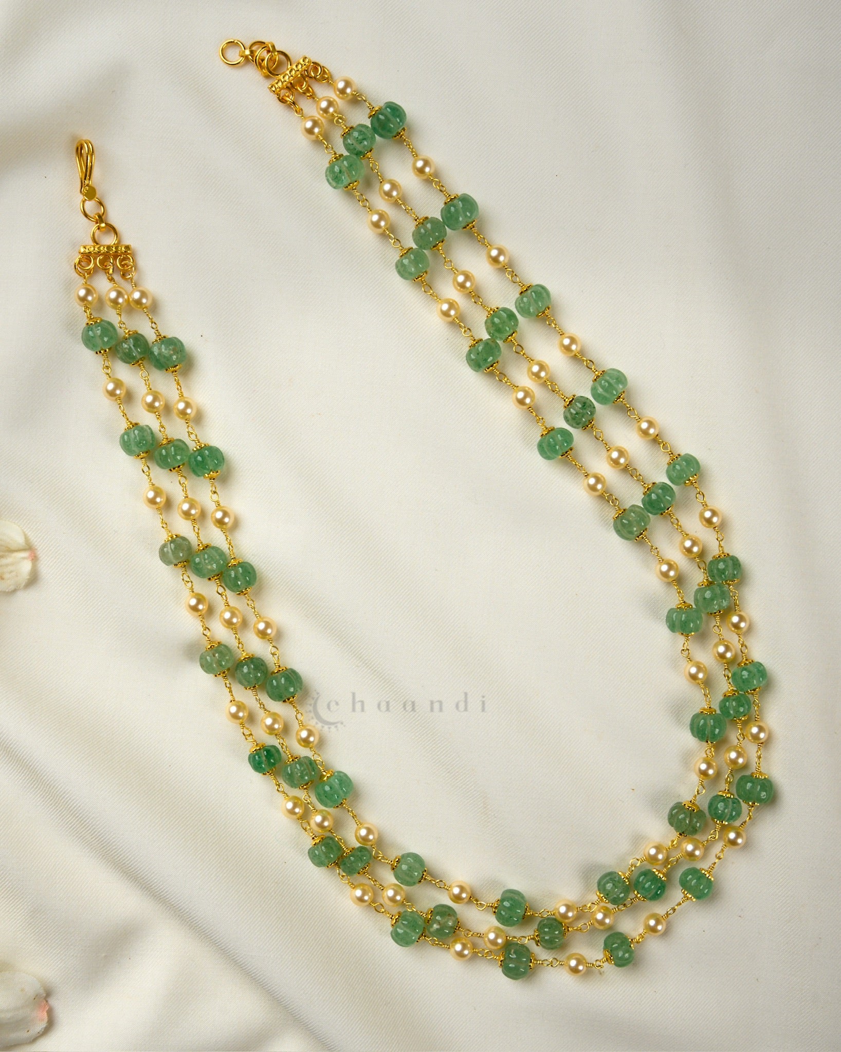 Triple Layer Jade & Pearl Beads Chain CHN1479