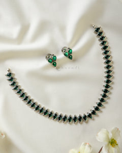 Silver Polish Green-Kemp Mango Necklace Set CHN1508