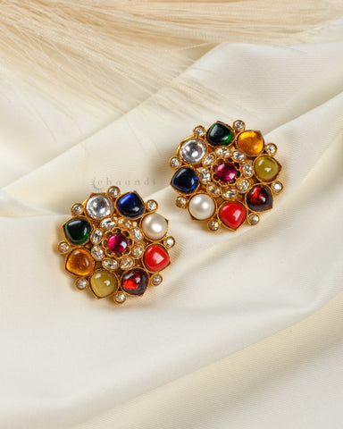 Gold Polish Navarathana Earrings CHE1547