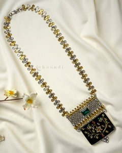 Black Onyx Dual Tone Necklace CHN1493