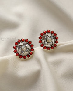 Pearl Coral & Zircon Silver Earrings CHE1616