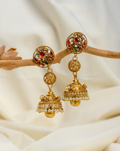 Gold Polish Kundan Jhumka CHE1589