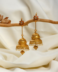 Gold Polish Kundan Jhumka CHE1590